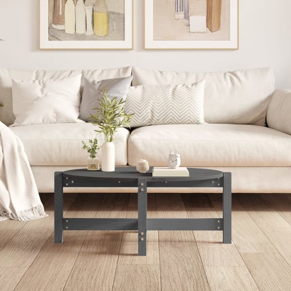 vidaXL vidaXL Stolik kawowy, szary, 87x48x35 cm, lite drewno sosnowe