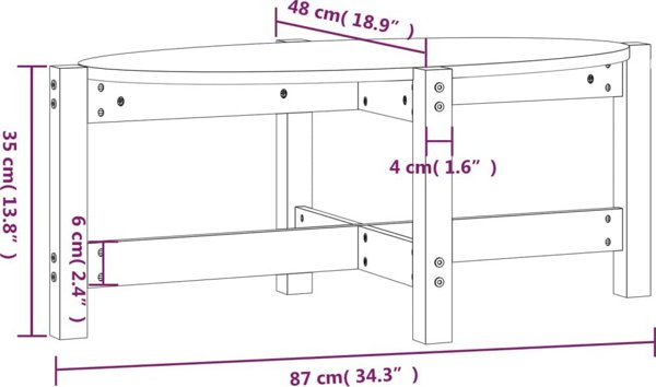vidaXL vidaXL Stolik kawowy, szary, 87x48x35 cm, lite drewno sosnowe