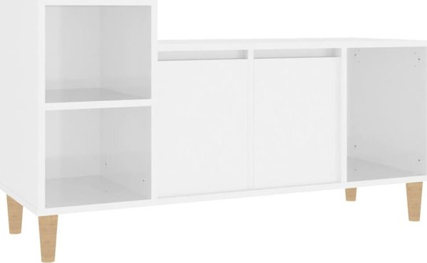 vidaXL Szafka pod TV, wysoki polysk, biala, 100x35x55 cm