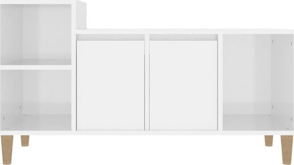 vidaXL Szafka pod TV, wysoki polysk, biala, 100x35x55 cm