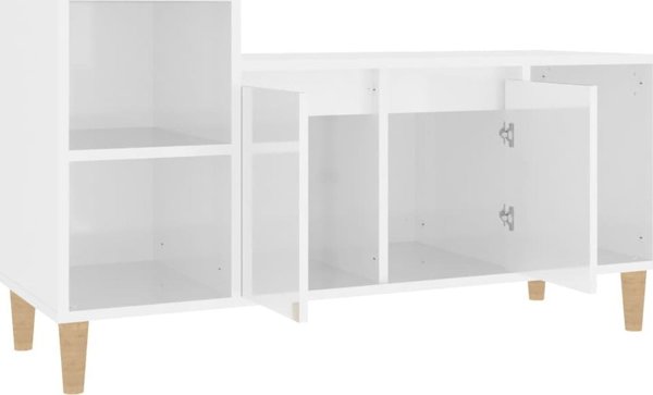 vidaXL Szafka pod TV, wysoki polysk, biala, 100x35x55 cm