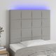 vidaXL Προσκέφαλος κρεβατιού με LED, ανοιχτό γκρι, 100x5x118/128 cm, ύφασμα