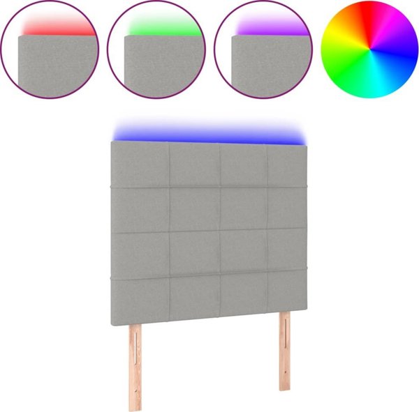 vidaXL Προσκέφαλος κρεβατιού με LED, ανοιχτό γκρι, 100x5x118/128 cm, ύφασμα