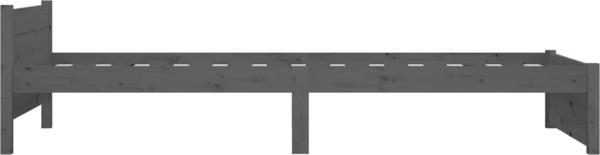 vidaXL Rama κρεβατιού, γκρι, μασίφ ξύλο, 75x190 εκ, μονόκλινο