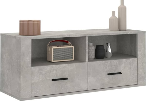 Κονσόλα TV της vidaXL σε σκούρο γκρι μπετόν 100x35x40 cm