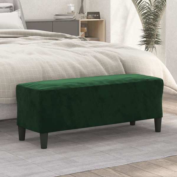 vidaXL Πάγκος, σκούρο πράσινο, 100x35x41 εκ., επενδεδυμένος με βελούδο
