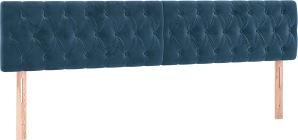 vidaXL Κεφαλάρι κρεβατιού με LED, σκούρο μπλε, 200x7x78/88 cm, βελούδο