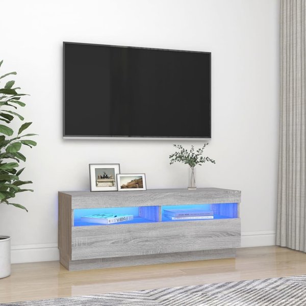 vidaXL Υπογαμίσκος Τηλεόρασης με LED Φωτισμό, Sonoma Γκρι Δρυς, 100x35x40 cm