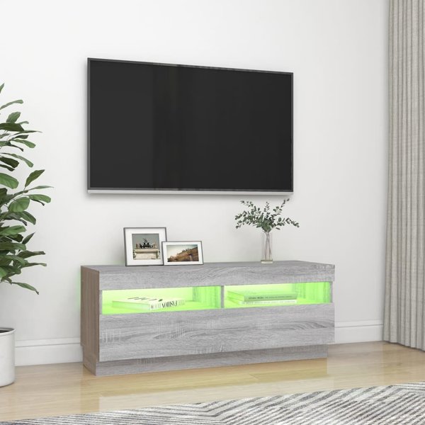 vidaXL Υπογαμίσκος Τηλεόρασης με LED Φωτισμό, Sonoma Γκρι Δρυς, 100x35x40 cm
