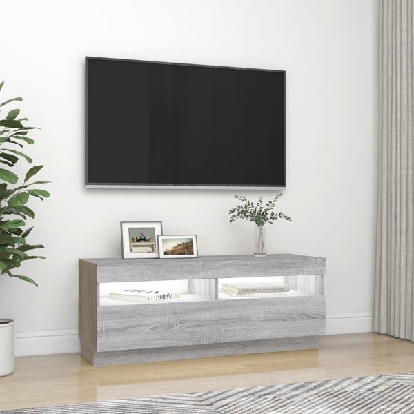 vidaXL Υπογαμίσκος Τηλεόρασης με LED Φωτισμό, Sonoma Γκρι Δρυς, 100x35x40 cm