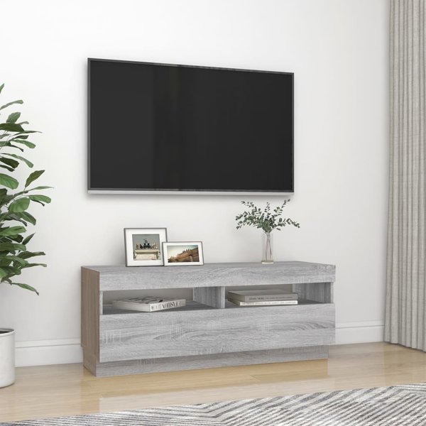 vidaXL Υπογαμίσκος Τηλεόρασης με LED Φωτισμό, Sonoma Γκρι Δρυς, 100x35x40 cm