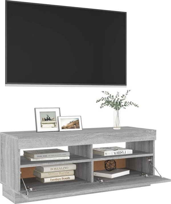 vidaXL Υπογαμίσκος Τηλεόρασης με LED Φωτισμό, Sonoma Γκρι Δρυς, 100x35x40 cm