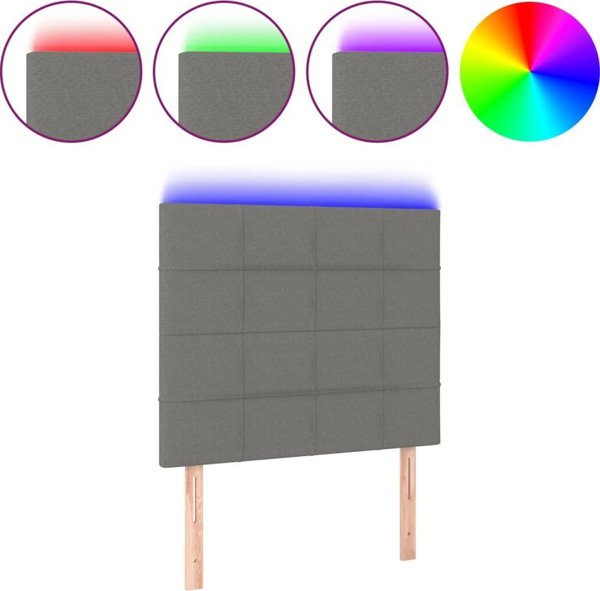 vidaXL Zaglowek do lozka me LED, skourogry, 80x5x118/128 cm, tkanina