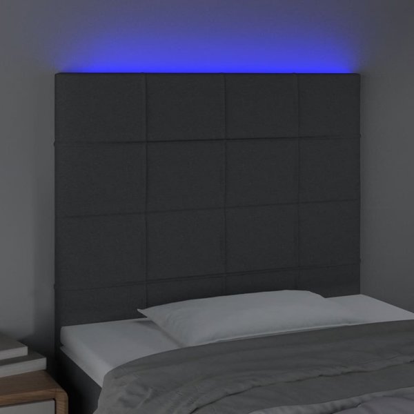 vidaXL Zaglowek do lozka me LED, skourogry, 80x5x118/128 cm, tkanina