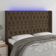 vidaXL Zaglowek do lozka z LED ciemnobrazowy 147x16x118/128 cm tkanina