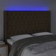vidaXL Zaglowek do lozka z LED ciemnobrazowy 147x16x118/128 cm tkanina