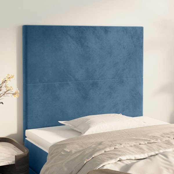 vidaXL Zaglowki do lozka, 2 szt, ciemnoniebieski, 90x5x78/88 cm, aksamit