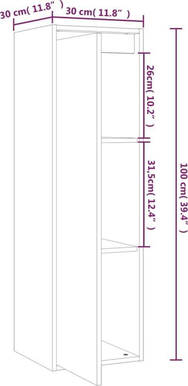 vidaXL Τοίχου ντουλάπια, 2 τεμάχια, καφέ μέλι, 30x30x100 cm, πεύκο