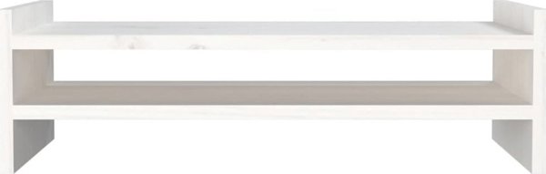 vidaXL Βάση οθόνης, λευκή, 50x27x15 εκ., μασίφ πεύκο