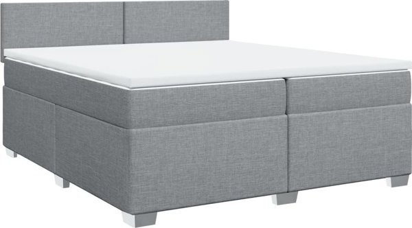 vidaXL Lozko kontynentalne z materacem jasnoszare 200x200 cm tkanina