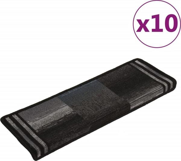 vidaXL Αυτοκόλλητες λωρίδες για σκαλοπάτια, 10 τεμ., 65x25 cm, μαύρο-γκρι