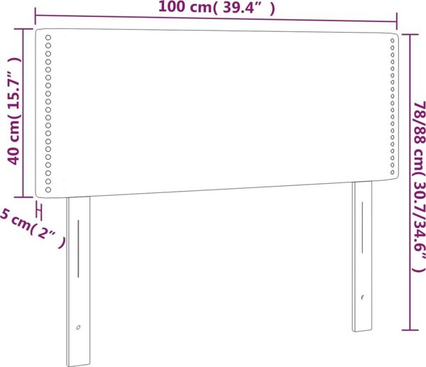 vidaXL Κεφαλάρι για κρεβάτι με LED, ανοιχτό γκρι, 100x5x78/88 cm, βελούδο