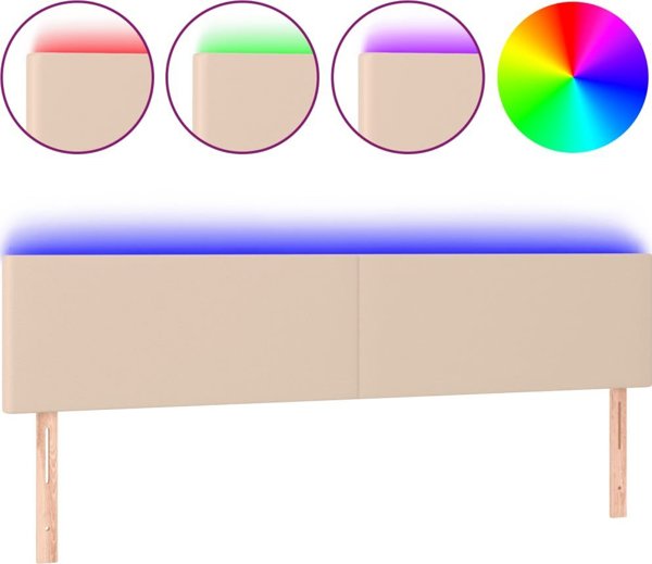 vidaXL Κεφαλάρι κρεβατιού με LED, καπουτσίνο, 200x5x78/88 cm, δέρμα eco