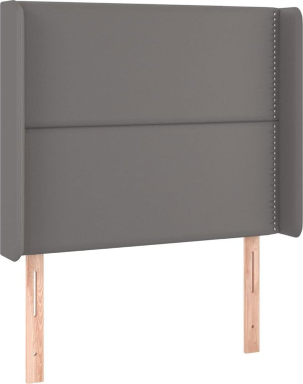 vidaXL Zaglowek do lozka z LED, szary, 103x16x118/128 cm, sztuczna skora