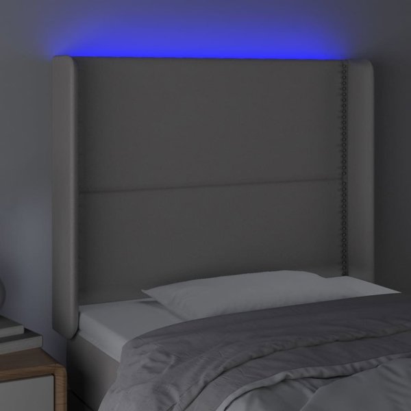 vidaXL Zaglowek do lozka z LED, szary, 103x16x118/128 cm, sztuczna skora