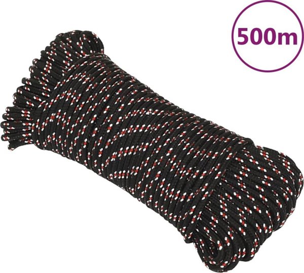 vidaXL Linka ζελάρσκα, μαύρη, 5 mm, 500 m, πολυπροπυλένιο