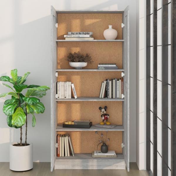 vidaXL Ντουλάπι για βιβλία, γκρι δρυς Sonoma, 82,5x30,5x185,5 εκ.