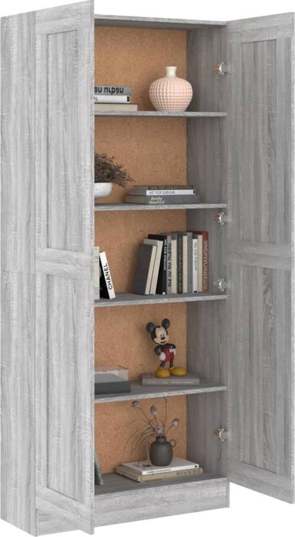 vidaXL Ντουλάπι για βιβλία, γκρι δρυς Sonoma, 82,5x30,5x185,5 εκ.
