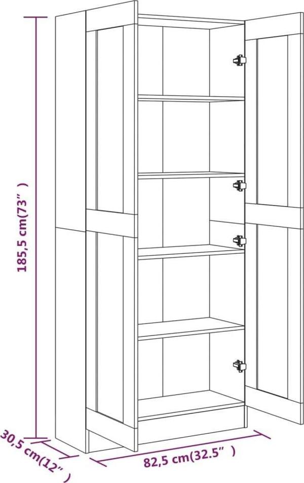 vidaXL Ντουλάπι για βιβλία, γκρι δρυς Sonoma, 82,5x30,5x185,5 εκ.