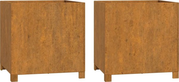 vidaXL Ζαρντινιέρες με Πόδια, Σετ 2, Γκρι, 49x47x50 cm, Χάλυβας Corten