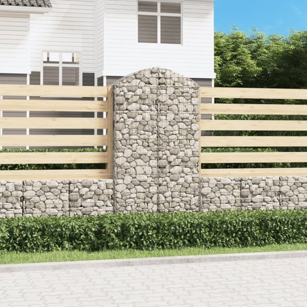 vidaXL Καμπυλωτός καλάθι gabion 100x30x180/200 cm, γαλβανισμένο σίδερο