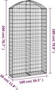 vidaXL Καμπυλωτός καλάθι gabion 100x30x180/200 cm, γαλβανισμένο σίδερο