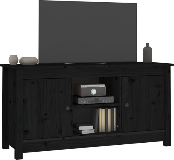 vidaXL Szafka telewizyjna, czarna, 103x36,5x52 cm, drewno sosnowe