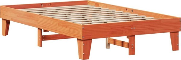 vidaXL Rama κρεβατιού 120x200 cm από μασίφ πεύκο βανίλια καφέ χωρίς στρώμα