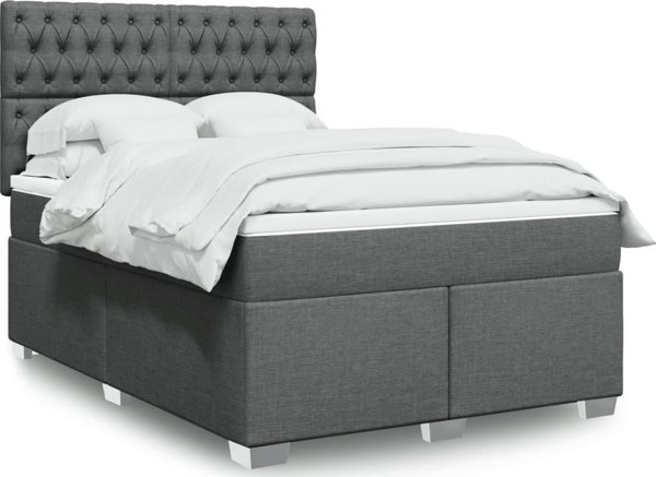 vidaXL Κρεβάτι Continental με στρώμα, σκούρο γκρι ύφασμα, 140x200 cm