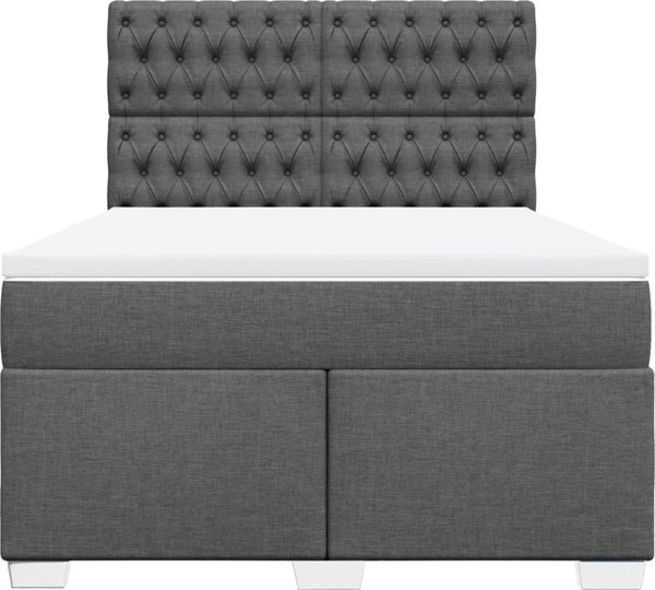 vidaXL Κρεβάτι Continental με στρώμα, σκούρο γκρι ύφασμα, 140x200 cm