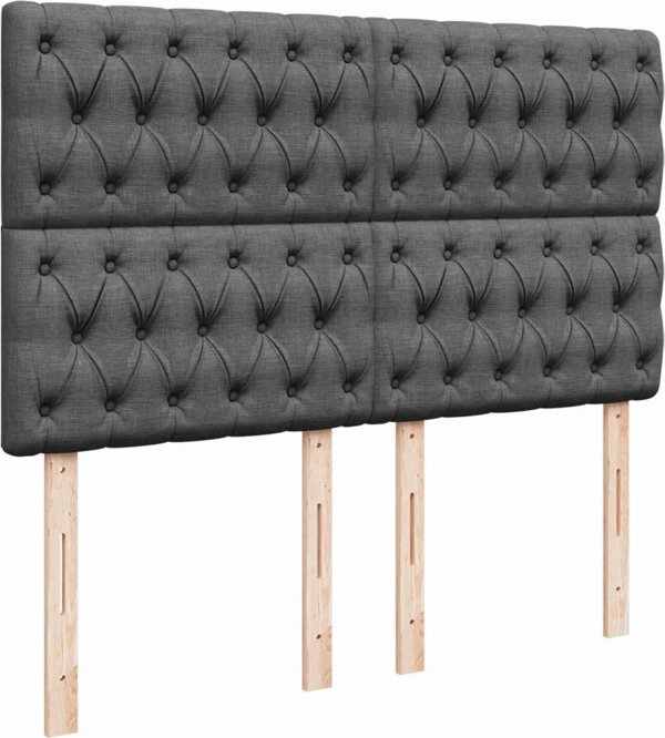 vidaXL Κρεβάτι Continental με στρώμα, σκούρο γκρι ύφασμα, 140x200 cm