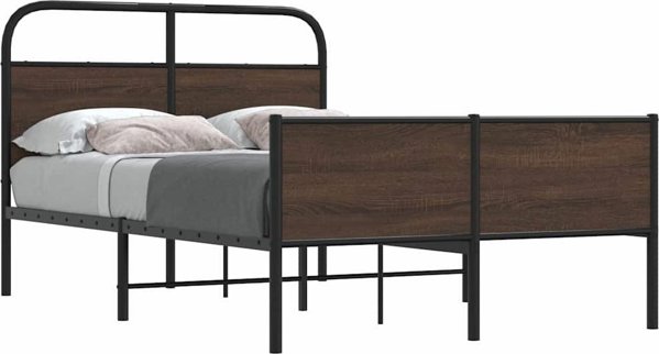 vidaXL Κρεβάτι 140x200 cm, Καφέ Ξύλο Δρυός (Χωρίς Στρώμα)