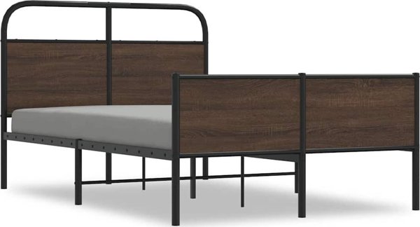 vidaXL Κρεβάτι 140x200 cm, Καφέ Ξύλο Δρυός (Χωρίς Στρώμα)