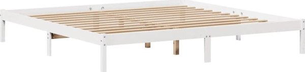 vidaXL Κρεβάτι με ραφιέρα 180x200 εκ. λευκό από πεύκο χωρίς στρώμα