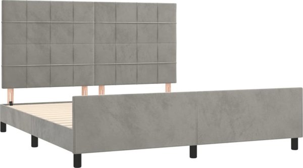vidaXL Rama lozka me zaglok, ανοιχτό γκρι, 160x200 cm, βελούδο
