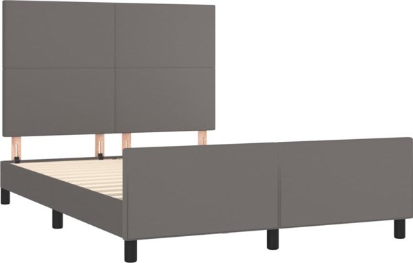 vidaXL Rama κρεβατιού με κεφαλάρι, γκρι, 140x200 cm, επενδυμένη με συνθετικό δέρμα