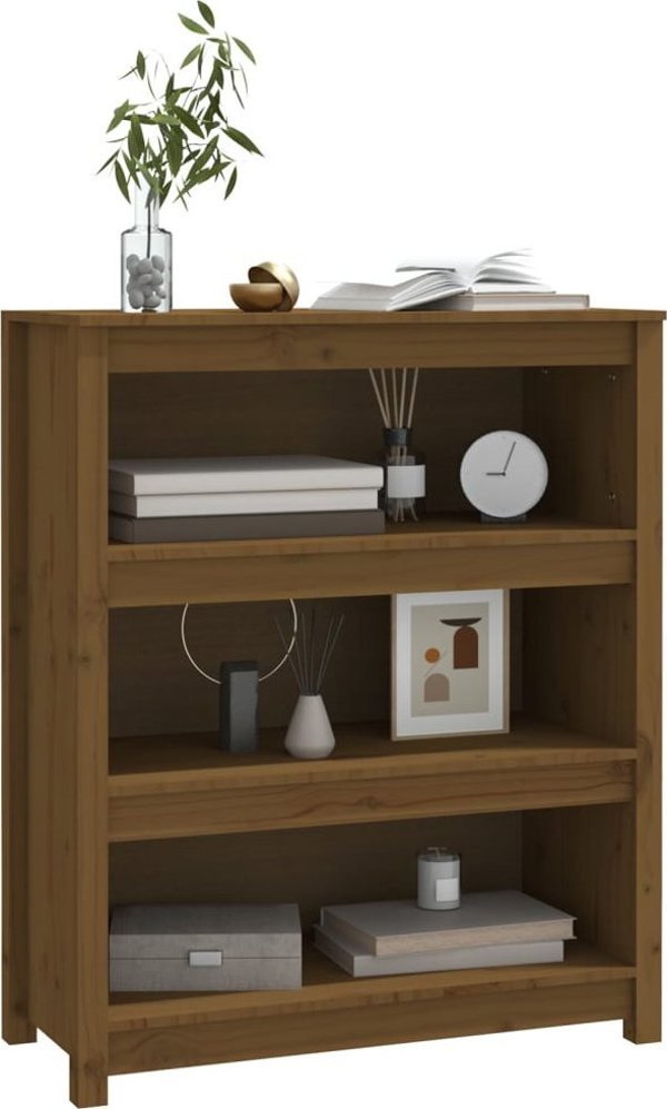 vidaXL Ράφι βιβλίων, μελί καφέ, 80x35x97 cm, ξύλο πεύκου