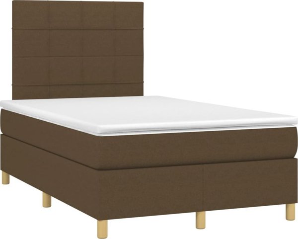 vidaXL Κρεβάτι Κοντινεντάλ με Στρώμα, Καφέ, 120x200 cm, Ύφασμα