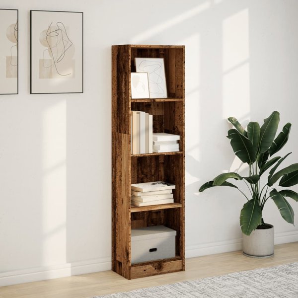 vidaXL Ράφι από παλαιωμένο ξύλο, 40x24x143 εκ, ξυλοειδές υλικό