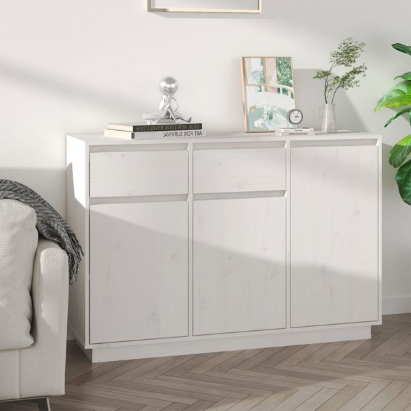 vidaXL Szafka, λευκή, 110x34x75 cm, μασίφ πεύκο